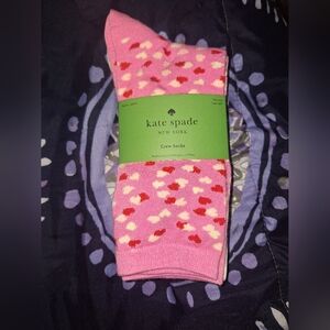 Kate Spade Pink Heart Crew Socks 3 Pk